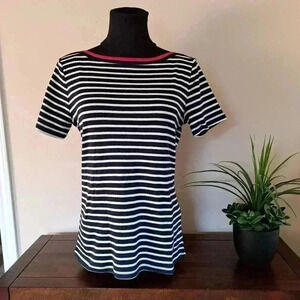 ❤ NWT Tommy Hilfiger Striped T-shirt Blue White Boatneck Tee Medium Short Sleeve